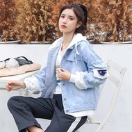 Women Denim Hoodie Jacket Plus Size Loose Anime Attack On Titan Blazer Washed Jeans Coat For Woman