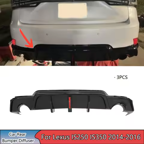 For Lexus IS250 IS350 2014-2016 3PCS Car Rear Bumper Diffuser With LED Light Spoiler Diffuser Splitt