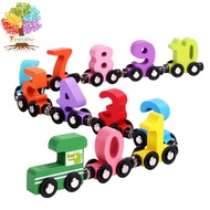 12 Pcs Wooden Train Set Toddlers Magnetic Number Train Toys Engine Train Cars Montessori Educational