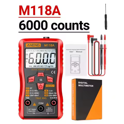 ANENG Mini Digital Multimeter 6000 Counts Auto Mmultimetro DC/AC Voltage Tester Tranistor Meter NCV 