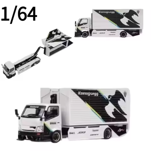 MicroTurbo 1:64 H300 Gull Wing Container Car Transporter Koenigsegg Livery Diecast Alloy Truck Model