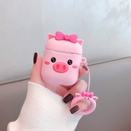 [HCM]Ốp Case Silicon Cho Tai Nghe Apple Airpods 1/ Airpods 2 - Hình Heo Hồng Đeo Nơ