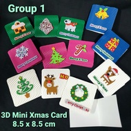 Xmas Mini Greeting Card/ Gift Card/ Christmas Card/ X'mas Card, 3D Felt, Rhinestone, Corrugated Card