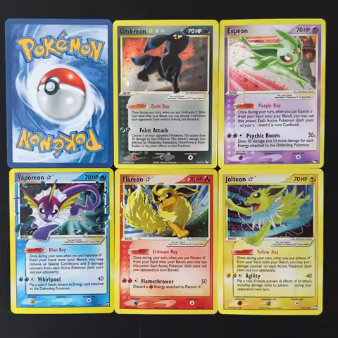 Vintage Proxy TCG Pokemon Neo Star Eeveelutions Holo/Flash Cards Umbreon Espeon Vaporeon Flareon Ani