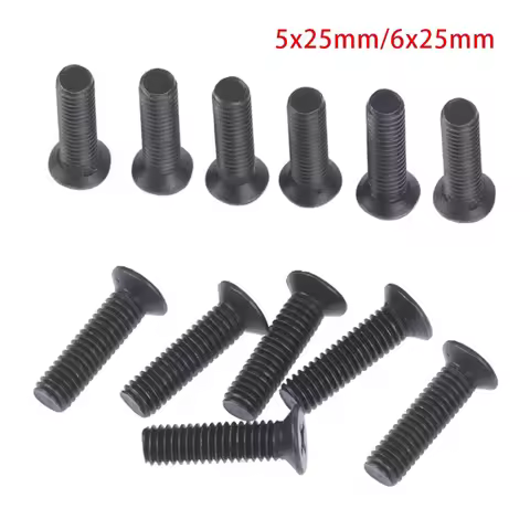 6 Pcs Fixing Screw M5/M6 25mm Left Hand Thread For UNF Drill Chuck Shank Adapter Flat Countersunk Sc