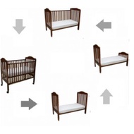 Seni Daya Solid Wood 4 in 1 Convertible Baby Cot 28" x 52" ( 70 x 130 cm ) c/w Wheels Bundle Deal (F