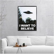 I WANT TO BELIEVE-The X-Files Art Silk or Canvas UFO TV Series Printed Canvas Painting Decorative Pi
