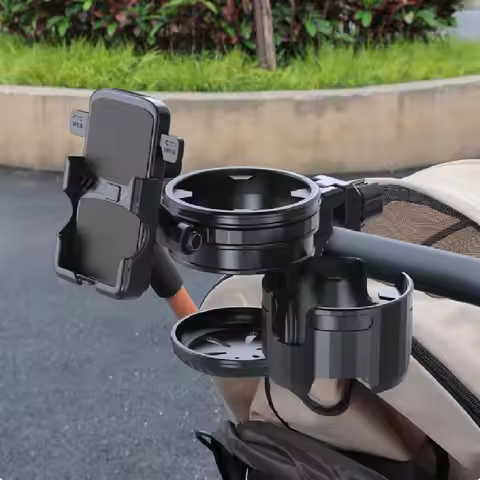 3 In 1 Universal Baby Stroller Cup Holder with Phone Stand 2 Drink Holder Cup for Pram, Bike, Motorc