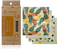 BeWondrous Beeswax Wraps | Natural, Organic, Reusable, Zero Waste Plastic Wrap Alternative for Bread, Cheese | Eco-Friendly, Sustainable, Biodegradable Food Storage
