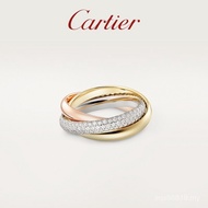 Fashion [Ready Stock] Cartier Cartier Three-in-One Series Rose Gold Gold White Gold Diamond Three-Ri