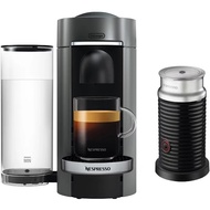 Replete Nespresso By De'Longhi VertuoPlus Deluxe Coffee &amp; Espresso Single-Serve Machine in Titanium and Aeroccino Milk Frother in Black