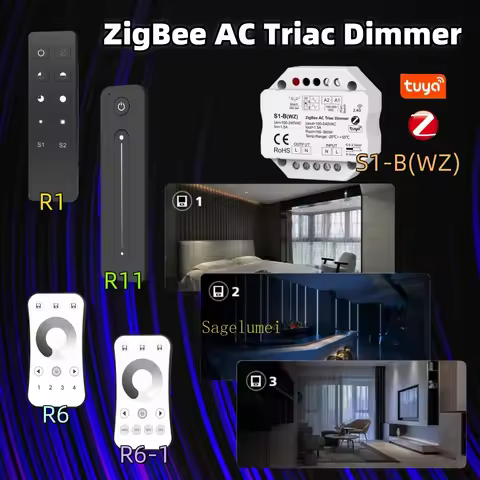 S1-B(WZ) Tuya ZigBee LED Dimmer AC Triac Dimmer R11 R6 1/4Zone Control Kit Smart Tuya APP Push Switc