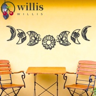 WILLIS 7Pcs/set Black Moon Mirror Sticker, DIY Black 3D Lunar Phase Ornament, Nordic Mirror Surface Exquisite Flower Acrylic Wall Pendant Bedroom