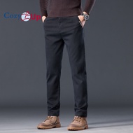 Cozy Up Mens Straight Casual Pants Loose Elastic Waist Multi-pocket Pants