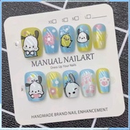 Nailbox, Cat eye nailbox, Short square fake nails, cute nails, Set of 10 cute cartoon short fake nai