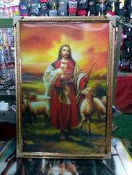 Lukisan 3 dimensi Tuhan Yesus dan bingkai ukuran 40x60cm