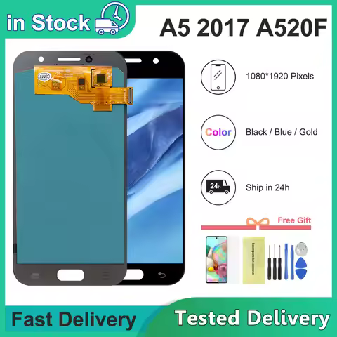For AMOLED For SAMSUNG A5 2017 LCD Display Touch Screen Digitizer Assembly For SAMSUNG A520 SM-520F 