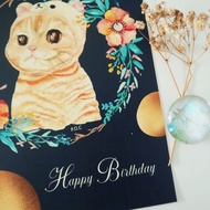 Cat Birthday Card | Cute Watercolour Cat Greeting Card | Handmade Cat Lover | Personalized Cat Card