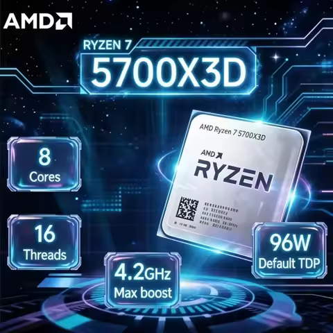 AMD Ryzen 7 5700X3D R7 5700X3D 105W TDP 8 Core 16 Thread 3D VCache DDR4 AM4 Gaming Desktop CPU No Co