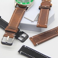 Retro Rough Crazy Horse Leather Watch Strap For Men Suitable For Water Ghost IWC Dafei Mark Helmsman Leather Strap Le Locle
