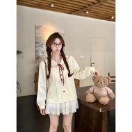 FY-New Year 2025 Christmas Women's Shirts Long Sleeves Butterfly Knot Loose Type Sweet Cute Fashion