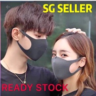 SG INSTOCK Instock plain black mouth mask face mask nano carbon fiber reusable&amp; washable face mask korean Style