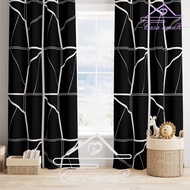 7ft Black Lines Canadian Cotton Curtain 150cmx220cm Curtain Rod 8 Ring Curtain 1Pcs