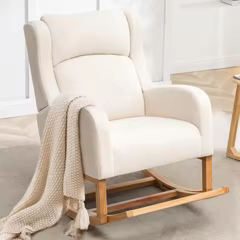 Rocking Chair Nursery, Nursing Rocking Chairs for Mom Nursery, Comfy Wingback Glider Rocking Armchai