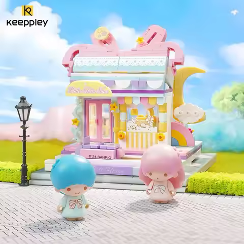 New Keeppley Sanrio Building Blocks Original Kuromi Melody Gemini Cartoon Street View Decoration Mod