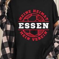 TEMU เสื้อยืดฟุตบอลผู้หญิงเยอรมัน - ผ้าหนา 180gsm พิมพ์ธงเยอรมัน & Deutschland พร้อมข้อความ Meine He