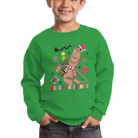 Merry Christmas Marcus The Worm Graphic Sweatshirts for Children Unny Meme Tops Girls Boys Xmas Holi