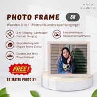 【Mach Photo】8R Chevron Wooden Photo Frame White Wash Landscape Portrait Hanging Free 8R Matte Photo 