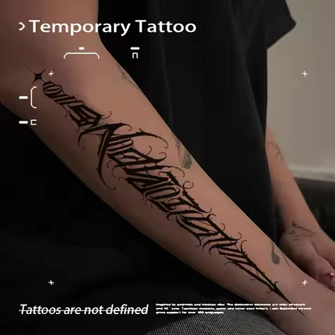 Dark Gothic Text Long Sword Herbal Juice Tattoo Sticker Fake Tatto Temporary Tattoos Novelty in Toys