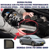 HONDA CIVIC FD 2006-09 RACING PERFORMANCE DROP IN CAR REUSABLE AIR FILTER (SAVE FUELSAVE MONEY & INC