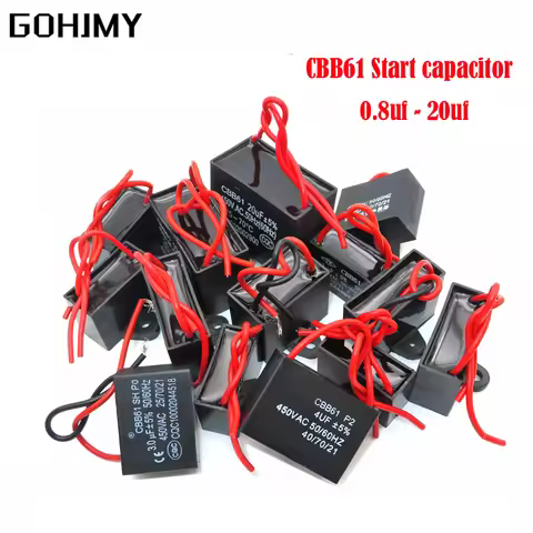 CBB61 Start capacitor 450V 0.8/1/1.5/1.8/2/2.5/3/4/5/6/7/8/10/12/16/20UF CBB Fan Ceiling exhaust Mot