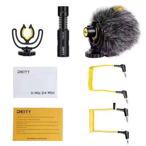 Microphone Compact Head Mic TRS 3.5MM Deity V-Mic D4 Mini with Shock Mount for Vlog Video DSLR Smart