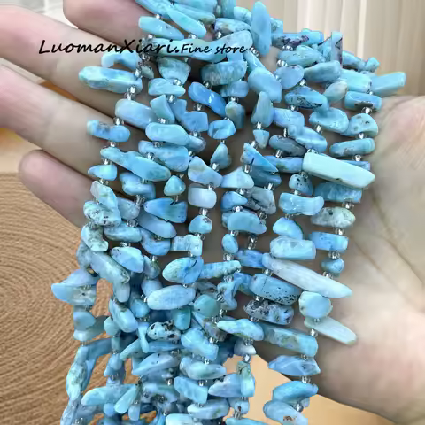 Rough Raw Ore Gem Larimar Natural Stone Teeth Shape Loose Spacer Beads for Jewelry Making Diy Bracel
