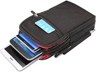 DFV mobile - Multi-functional Vertical Stripes Pouch 4 Bag Case Zipper Closing for ZTE nubia Play (2020) - Black (19x11.5cm)