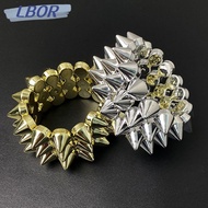 LBOR Y2K Punk Bracelet, Wide Band Goth Accessories Chunky Bracelet, Grunge Style Triple Layer Stud S
