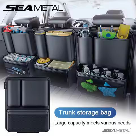 SEAMETAL Car Trunk Leatherette Storage Bag Detachable Auto Seat Back Pocket High-capacity Hanging Or