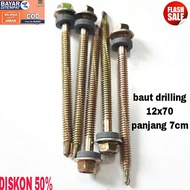 150pcs baut drilling 7cm Self Drilling Screw 12 x 70 isi 150pcs panjang 7cm Baut Roofing SELF DRILLING SCREW SDS / BAUT ROOFING / ROOFING SCREW BAJA RINGAN 12x70mm 150 PCS - BISA COD baut roofing 12x70 7cm isi 150pcs promo cod murah nampol BAUT ATAP 7CM