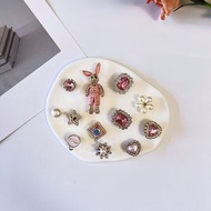 洞洞鞋可拆配件 水晶鑽石涼鞋裝飾 DIY裝飾品鞋扣 Crocs拖鞋適用鞋扣 - 粉紅色閃石[平行進口]