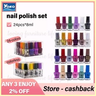 ☈ ❧ ♞【Original】YOKO Nail Polish Cutics set 8ml (24pcs/set) Regular Nail Polish 24colorless