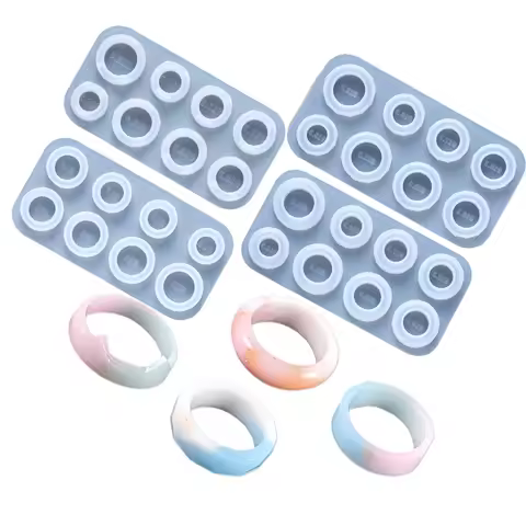 DIY Crystal Flat Rings Epoxy Resin Mold Cat Ear Curved Diamond Dried Flower Ring Silicone Mold Handm