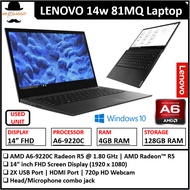 Lenovo 14w 81MQ Laptop (1 YEAR WARRANTY T&C) 14 "inch Display AMD A6-9220C 4GB RAM / 128GB SSD Windo