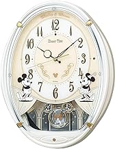 Seiko Clock FW579W Wall Clock, Character, Disney Mickey Mouse, Minnie Mouse, Radio, Analog, 6 Songs, Melody, Mickey &amp; Friends, Disney Time, White, Pearl