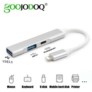 เคส GOOJODOQ USB-C ฮับ USB USB 3.0 Hub ประเภท C USB Splitter Lightning Bolt USB-C OTG อแดปเตอร์แบบที่ตั้งสำหรับแล็ปท็อปแมคบุ๊ค