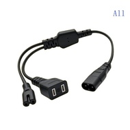 All Splitter Extension Line 8-Shape Male Inlet with Female End and 2-Slot Endings 60cm Cable for Des