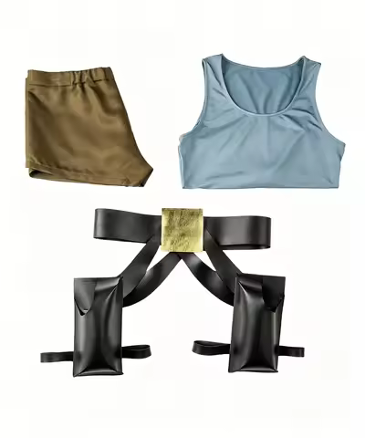 Tomb Raider Lara Croft Cosplay Costume Top Shorts Holster Accessories Full Set For Halloween Carniva