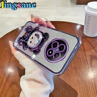 เคส Jingsanc สำหรับ Realme 12 5กรัม/Realme 12X 5กรัมโปร่งใสชุบเคสโทรศัพท์กากเพชรไล่ระดับสีตัวยึดหมีแบบนิ่ม A49-3ฝาหลัง